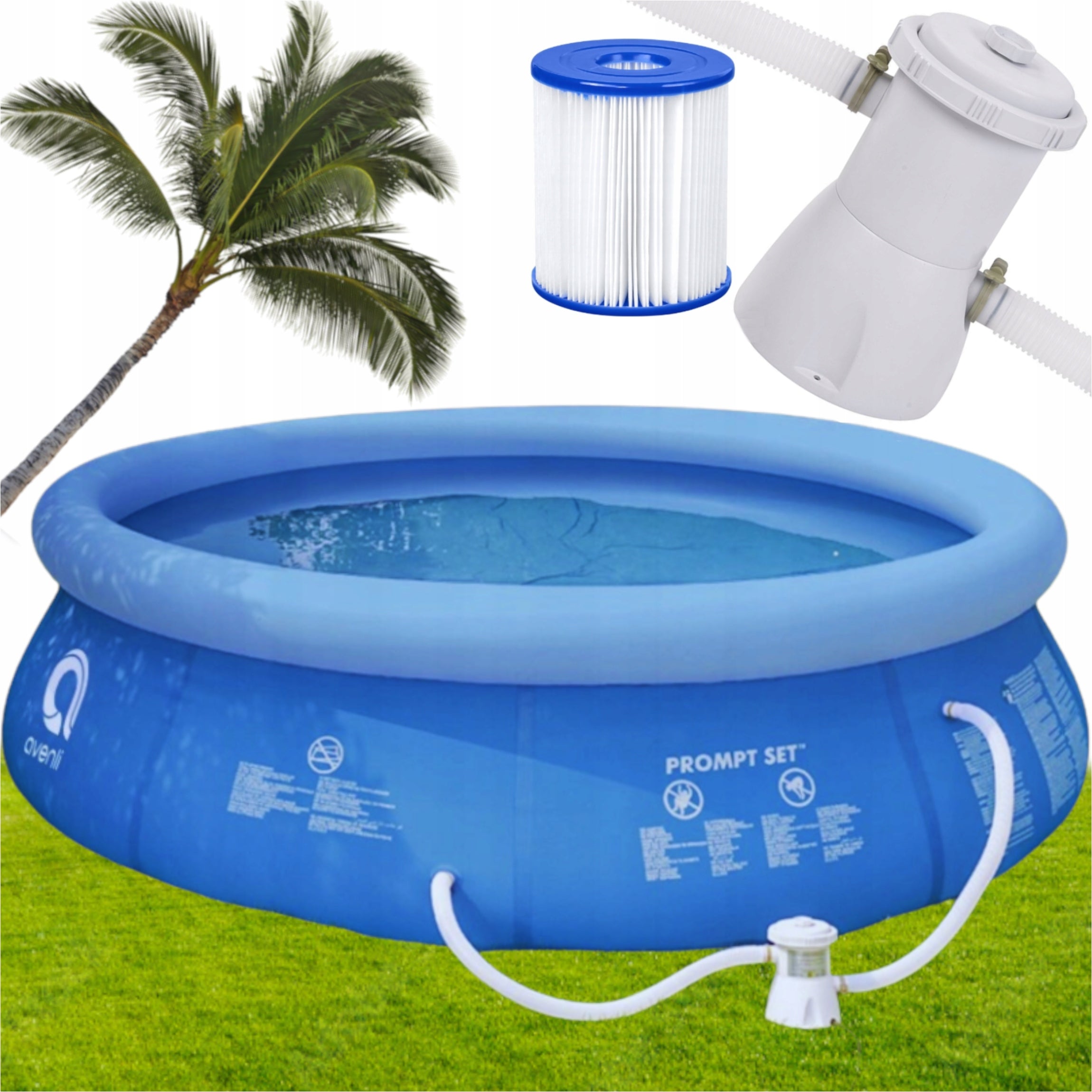 INFLATABLE EXPANSION POOL WITH CONNECTION PUMP AND PIPES LARGE AND DURABLE