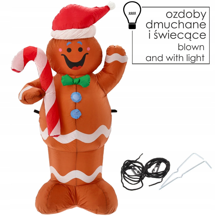 INFLATABLE GINGERBREAD LED 150cm ILLUMINATED FOR BALCONY TERRACE FOR CHRISTMAS GIFT