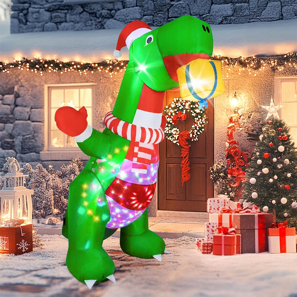 INFLATABLE GLOWING Dinosaur XXXL CHRISTMAS DECORATION LED CHRISTMAS ORNAMENT 240 Manufacturer code 4016660108754