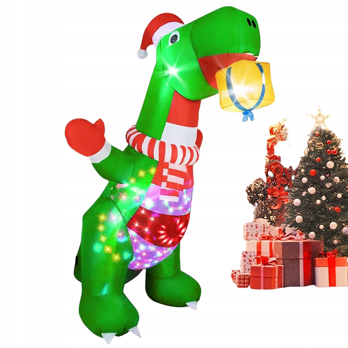 INFLATABLE GLOWING Dinosaur XXXL CHRISTMAS DECORATION LED CHRISTMAS ORNAMENT 240