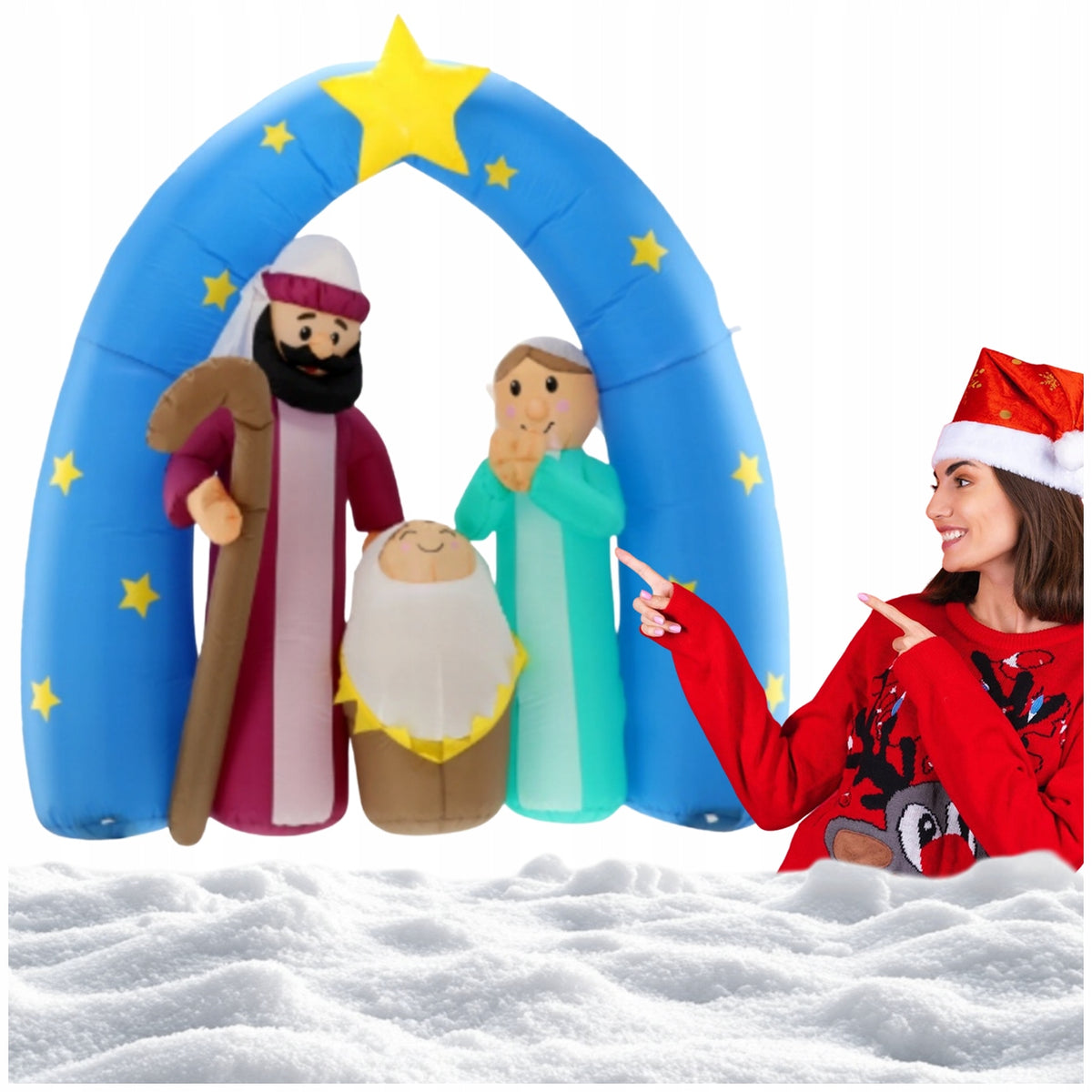 INFLATABLE LED NATIVITY SCENE 180cm SELF-INFLATING STRONG MEGA LARGE XXL
