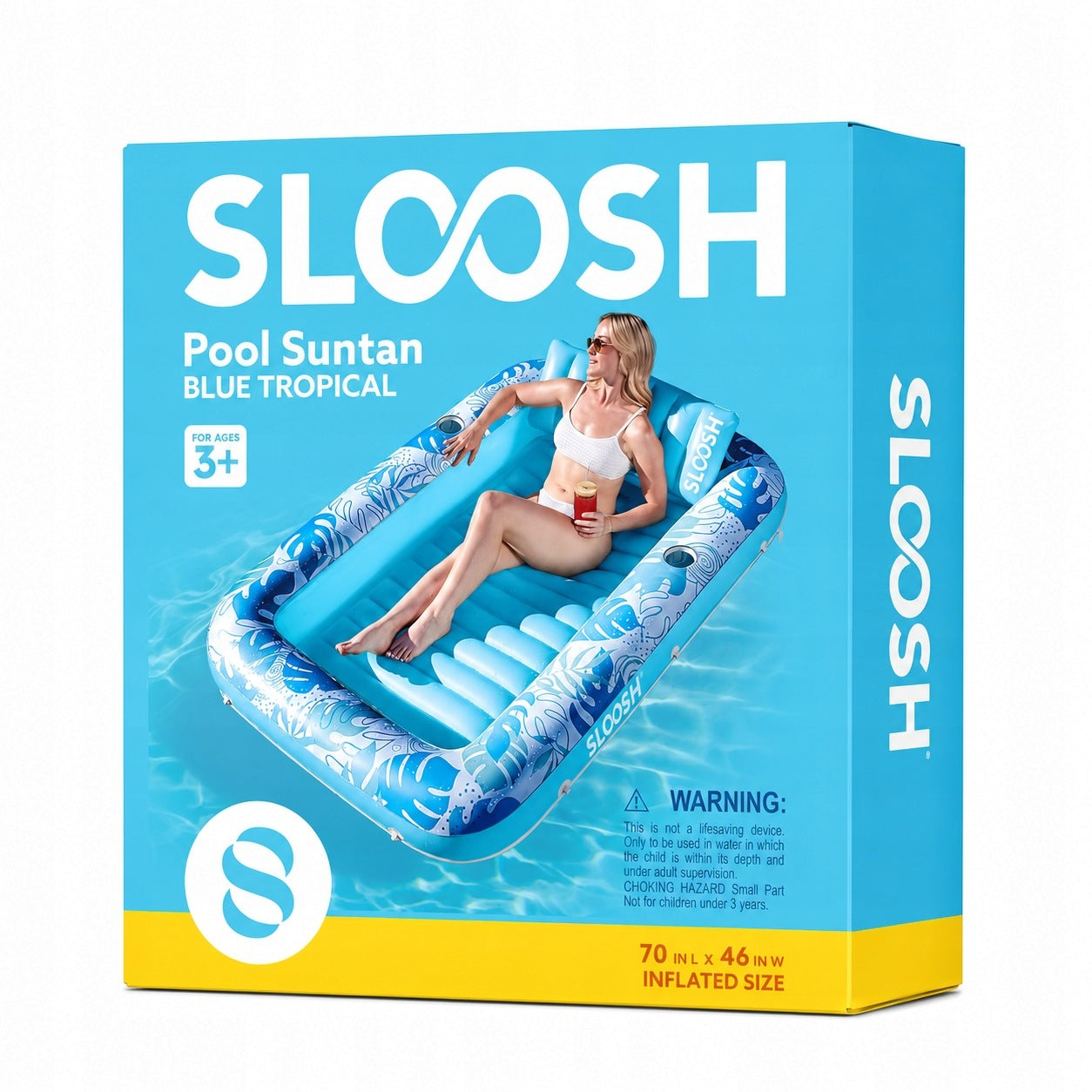 INFLATABLE MATTRESS FOR SWIMMING POOL SUN LOUNGER WITH WATER CUSHION VIRAL Brand SLOOSH