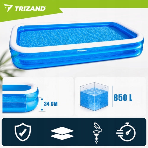 INFLATABLE POOL RECTANGLE TRIZAND 305cm x 183cm x 50cm Volume 850 l