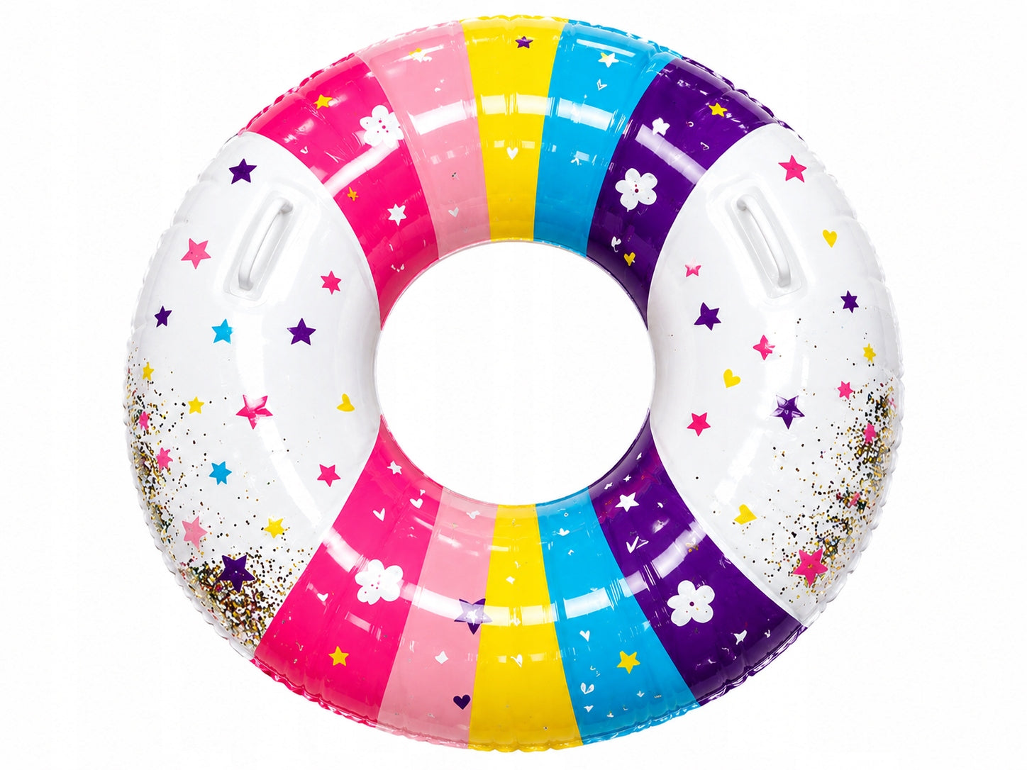 INFLATABLE WHEEL FOR SWIMMING WATER LARGE BEACH GLITTER 90CM WITH HANDLES GLITTER Brand no brand