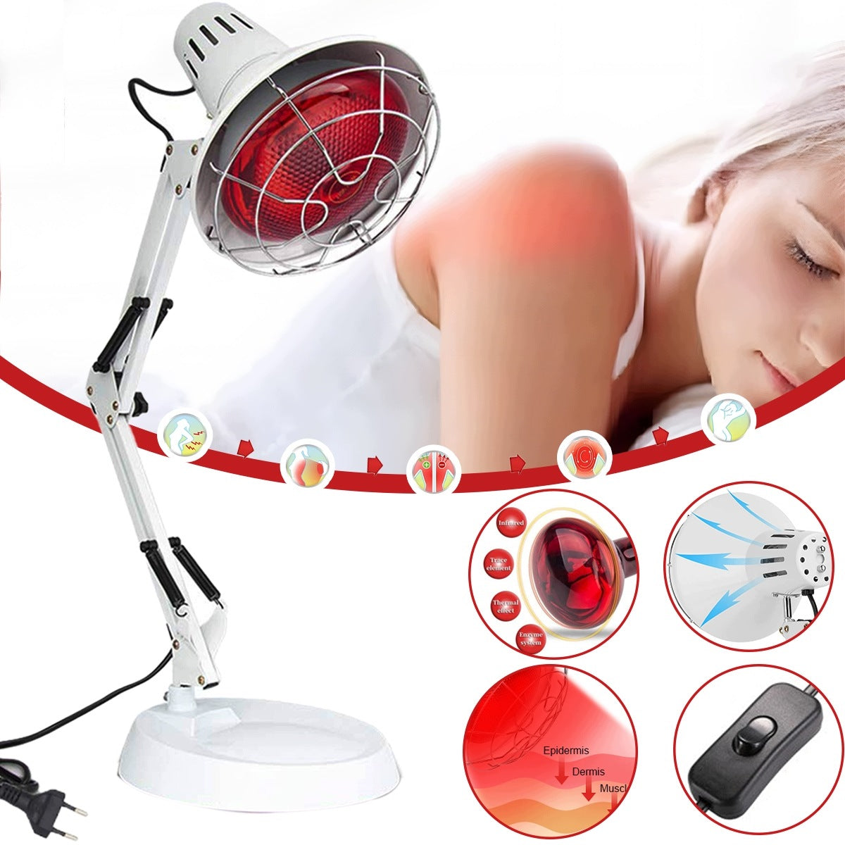 INFRARED LAMP RED LIGHT THERAPY LAMP WITH TIMER 150W Medical device no