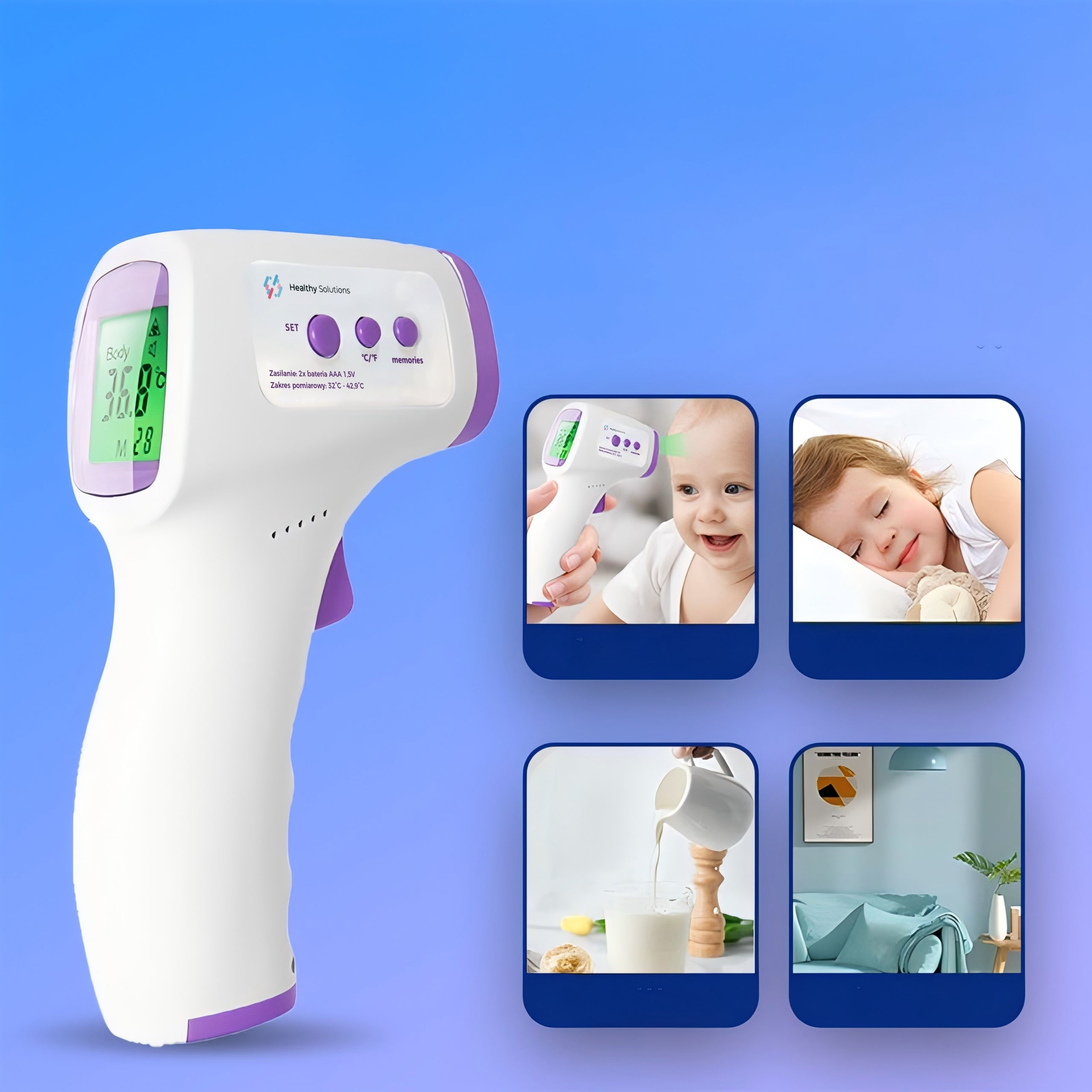 INFRARED NON-CONTACT THERMOMETER, FAST MEASUREMENT, LCD DISPLAY Medical device no