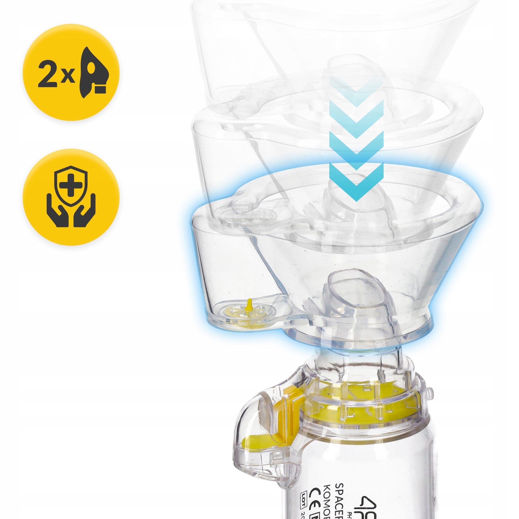 INHALATION CHAMBER FOR CHILDREN AND ADULTS INHALATION TUBE TWO MASKS Batteries included no