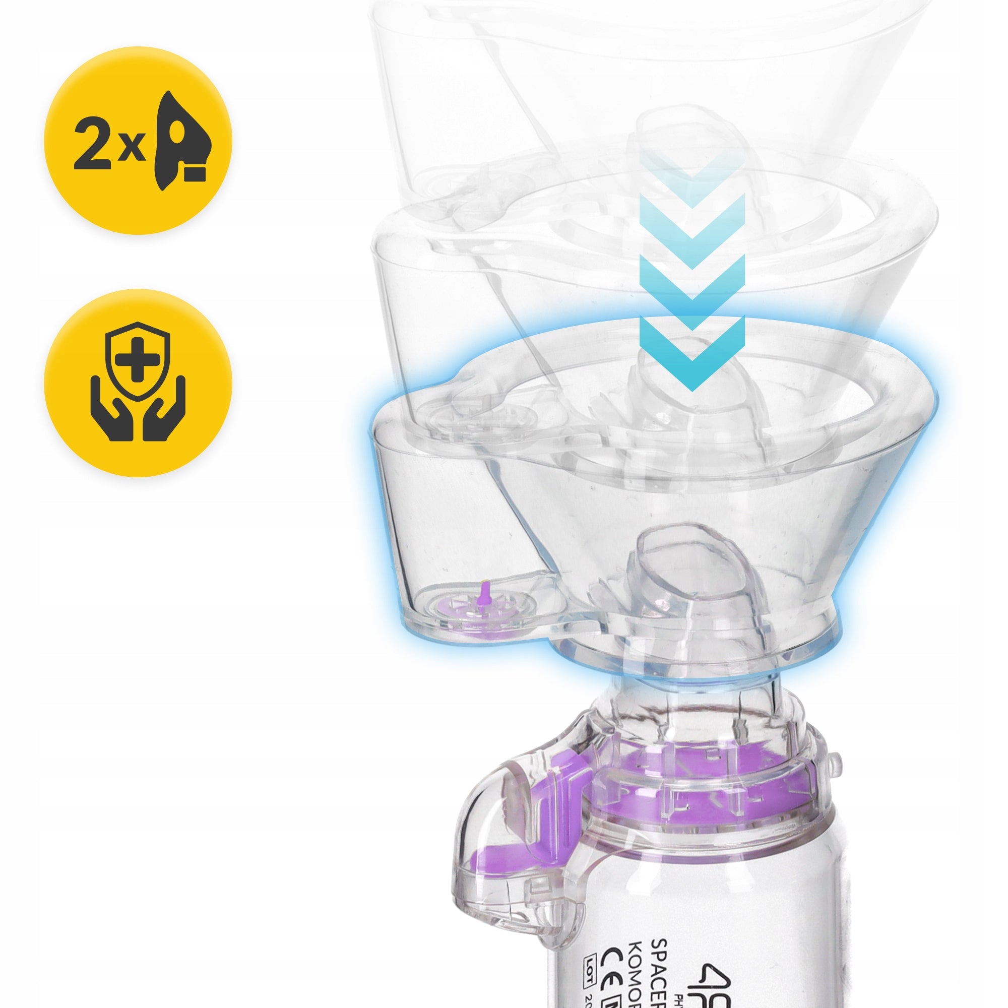 INHALATION CHAMBER FOR CHILDREN AND ADULTS INHALATION TUBE TWO MASKS Batteries included no