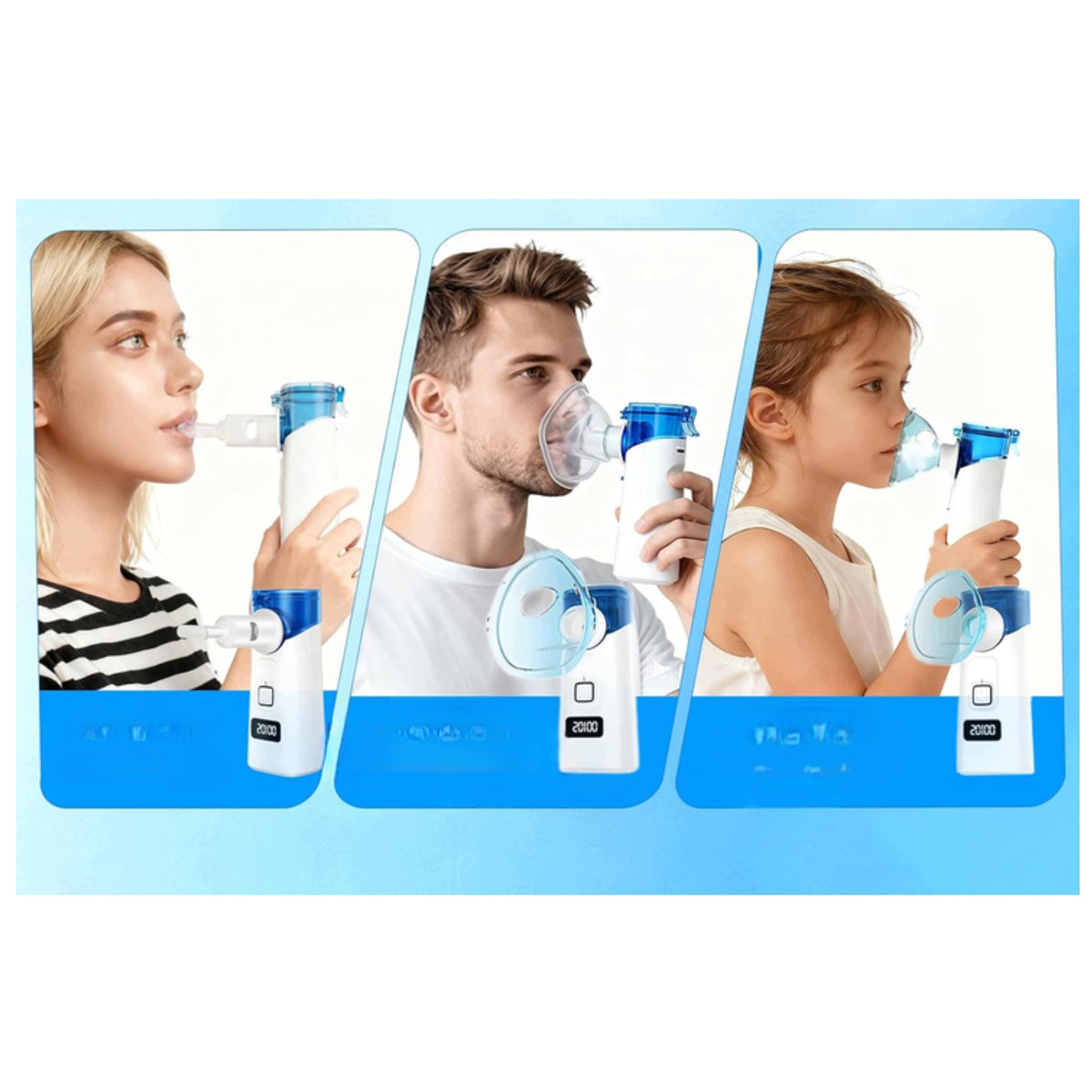 INHALER NEBULIZER HERRFILK MESH 1-5µm 4 MASKS 2 MOUTHPIECES USB-C Brand no brand
