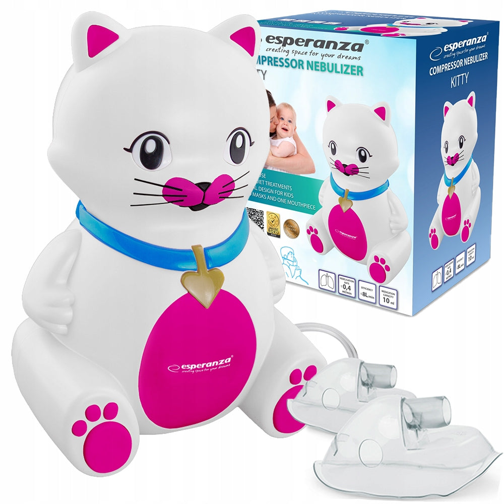 INHALER PISTON NEBULISER FOR CHILDREN ADULT KITTY 2 MASKS FILTERS