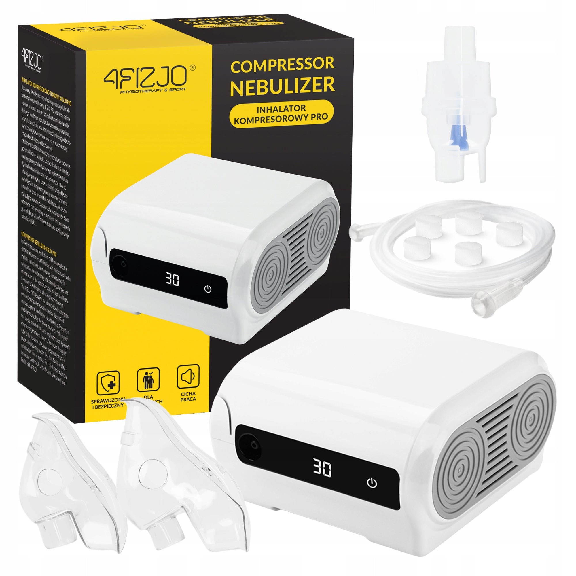 INHALER PLUNGER NEBULISER COMPRESSOR PORTABLE SILENT FOR INHALATION PRO