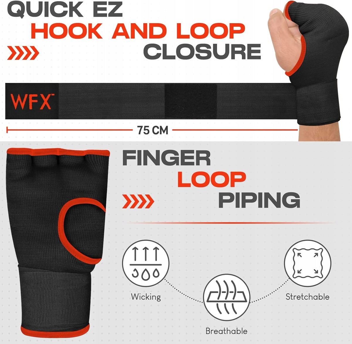 INNER BOXING GLOVES GEL BANDAGE WRIST PROTECTION L Weight of gloves 4 oz