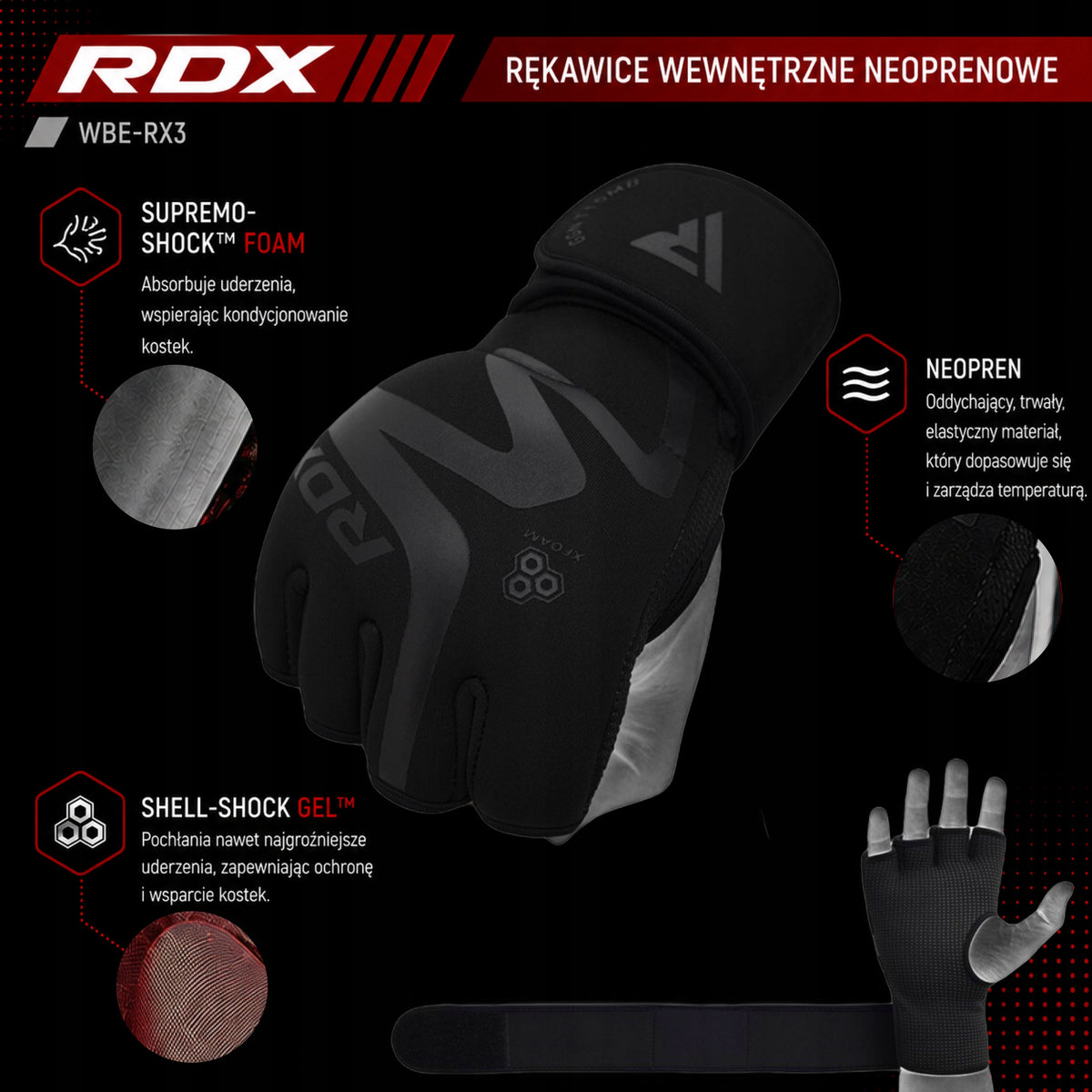 INNER GLOVES RDX FOR MMA BOXING MARTIAL ARTS MULTIFUNCTIONAL S WRAPPERS Manufacturer code GGN-T15MB