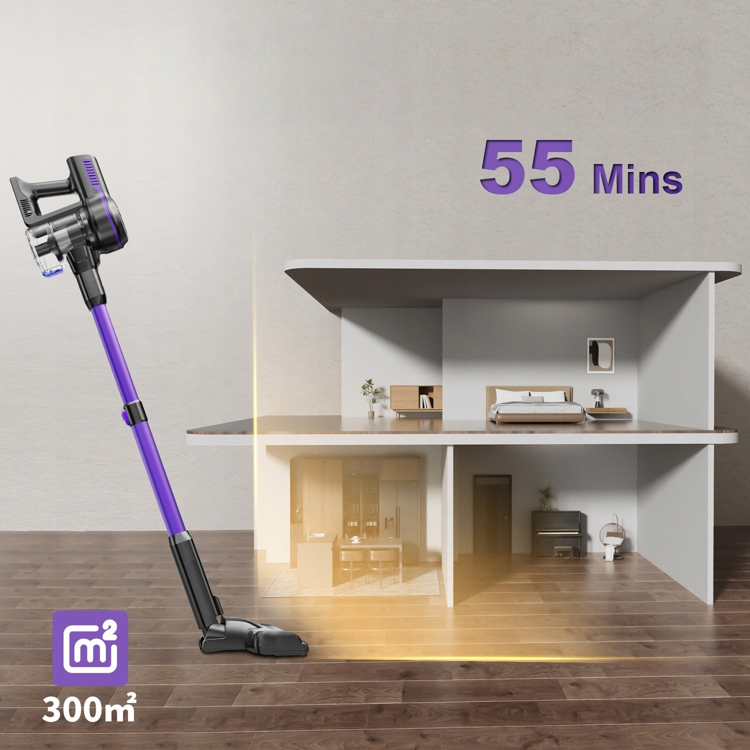 INSE S7P Pueple Cordless Vacuum Cleaner + LED Display and Soft Roller Brush Brand no brand