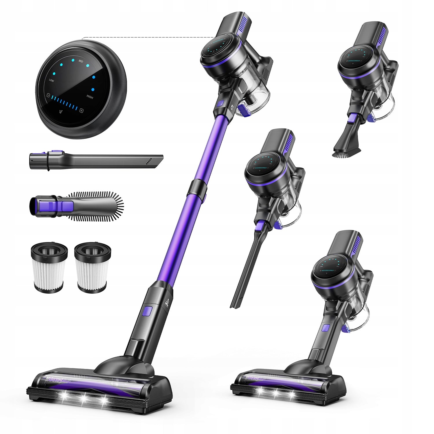 INSE S7P Pueple Cordless Vacuum Cleaner + LED Display and Soft Roller Brush
