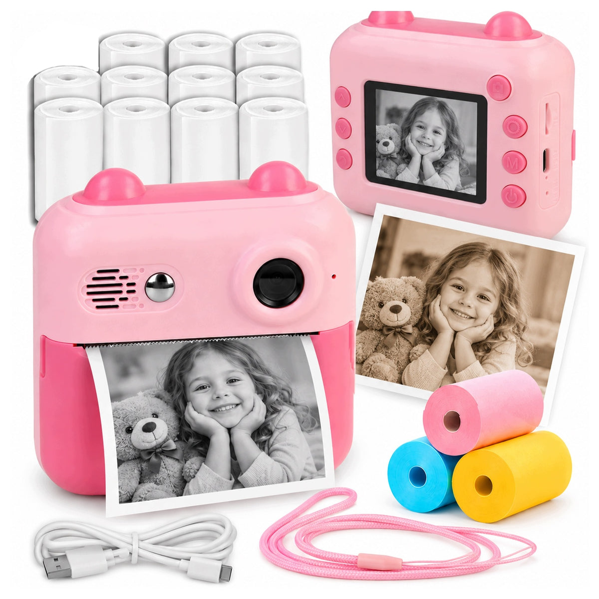 INSTANT CAMERA FOR KIDS Mini Printer Camera Game MP3 + 14 Rolls