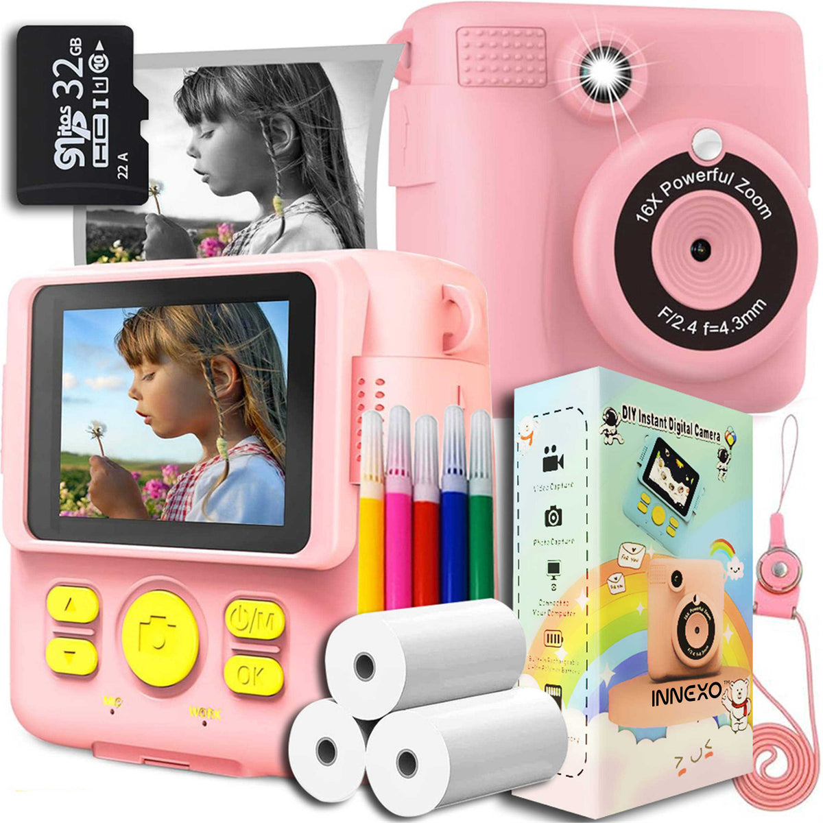 INSTANT Camera for Kids Digital Photography with Printer + CARTRIDGES