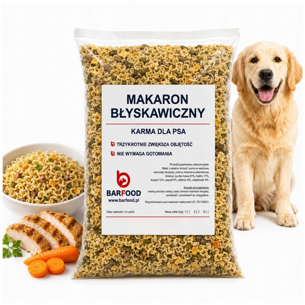 INSTANT PASTA FOR DOGS INSTANT dry food with VEGETABLES - 5 KG