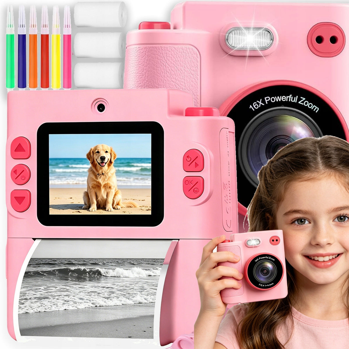 INSTANT POLAROID CAMERA FOR KIDS 32GB 1080P GIFT PRINTER