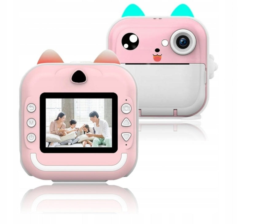 INSTANT PRINT CAMERA FOR CHILDREN MINI PRINTER + 10 ROLLS PINK Manufacturer code Q5 2.1234 różowy 5 rolek