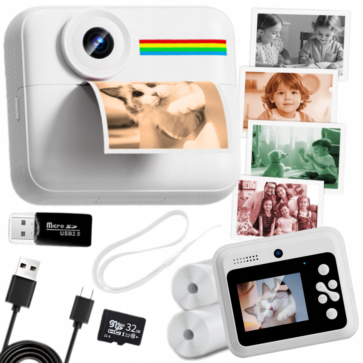 INSTANT camera for children photos color selfie menu PL game INNEXO