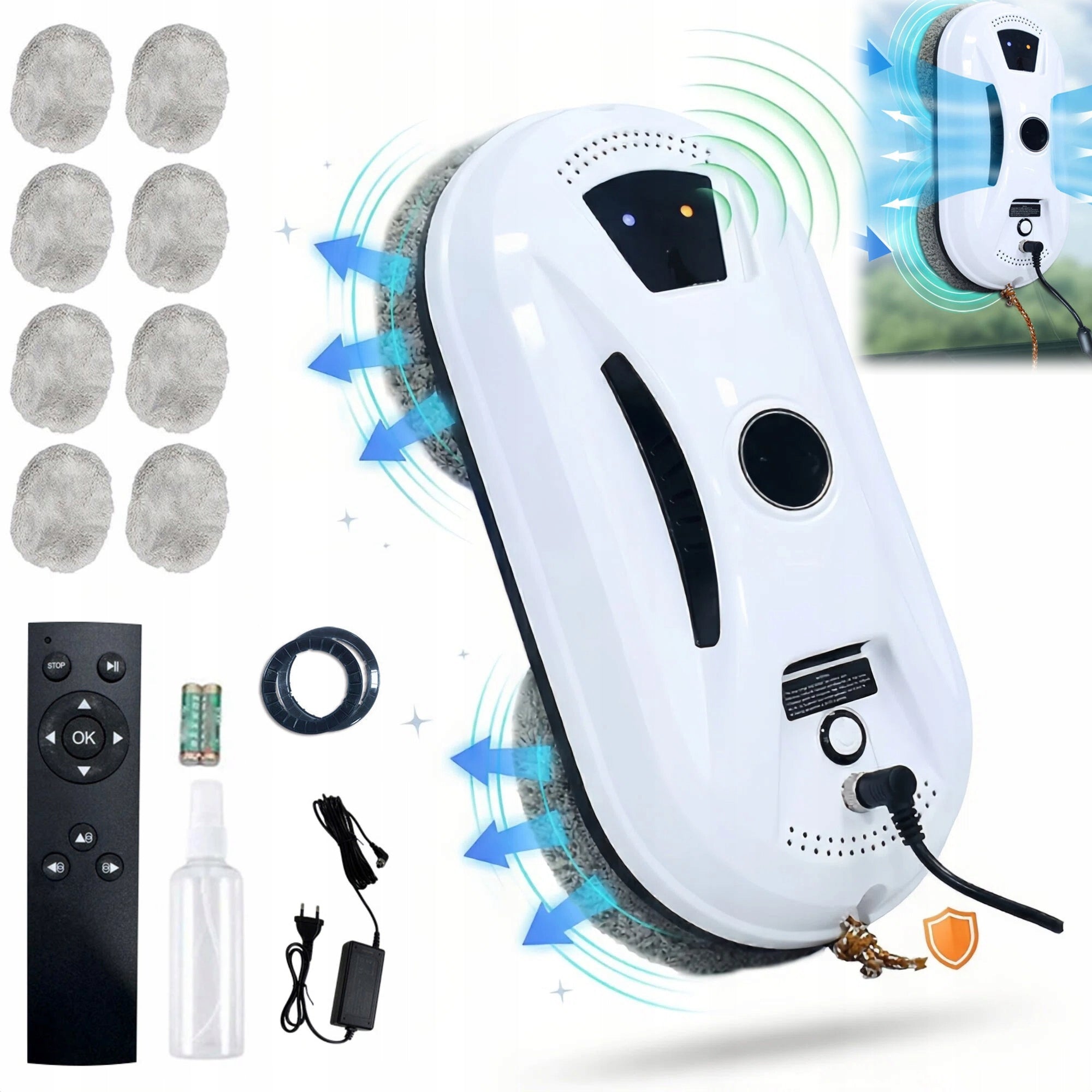 INTELLIGENT ROBOT WINDOW CLEANER MIRROR SET AUTOMATIC WASHER NEW