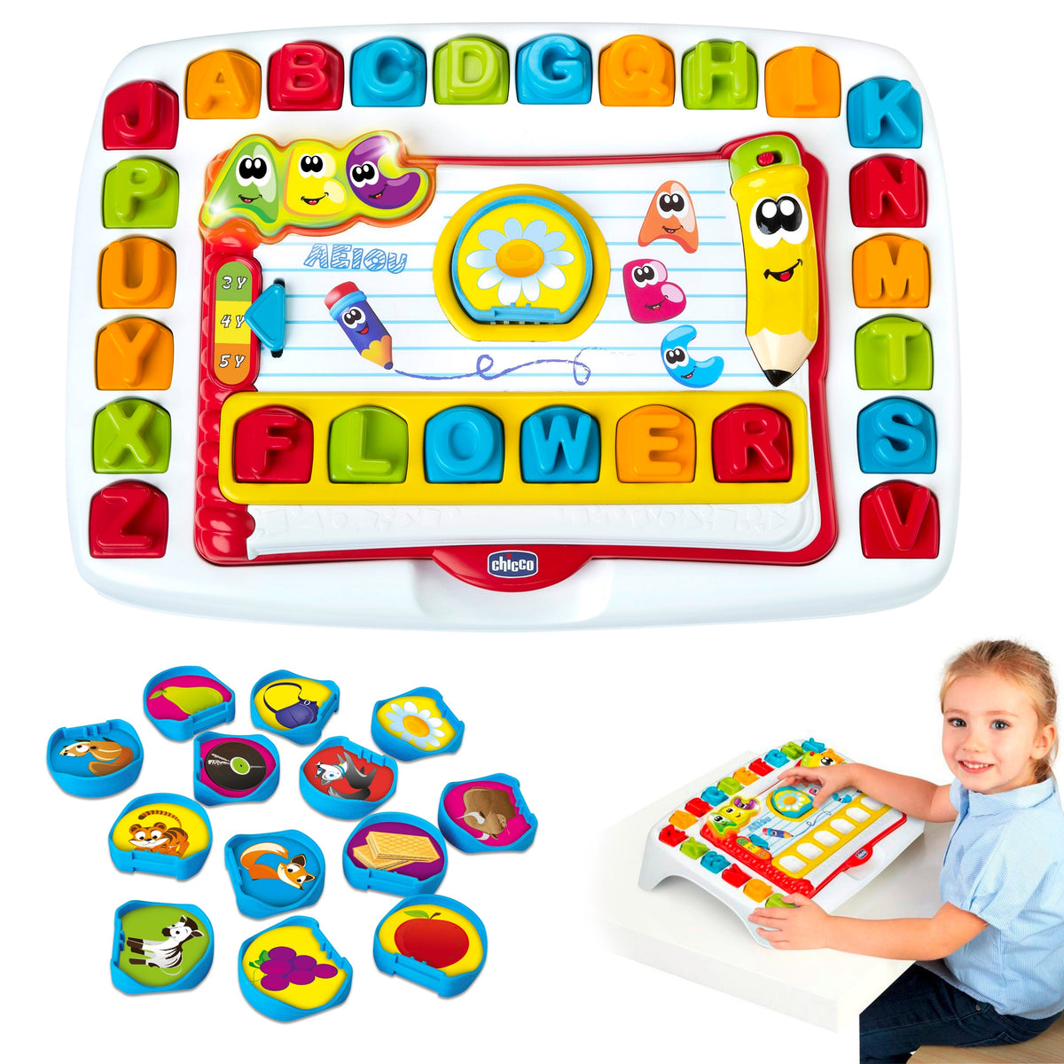 INTERACTIVE ALPHABET TABLE PRESCHOOLER BOARD SPEAKS in Polish CHICCO