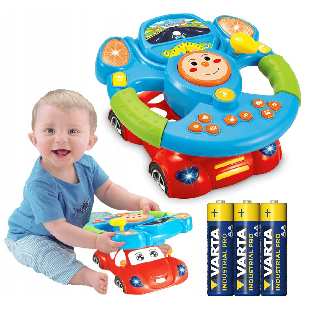 INTERACTIVE CAR MUSIC STEERING WHEEL LED Auto TOY +3X BATTERY