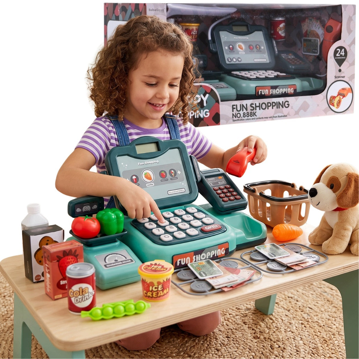 INTERACTIVE CASH REGISTER for children SHOP + accessories SCANNER PRODUCTS