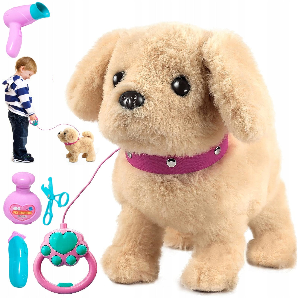 INTERACTIVE DOG ON A LEASH WALKS BARK REPEATS THE WORDS DOG BEAUTY SALON