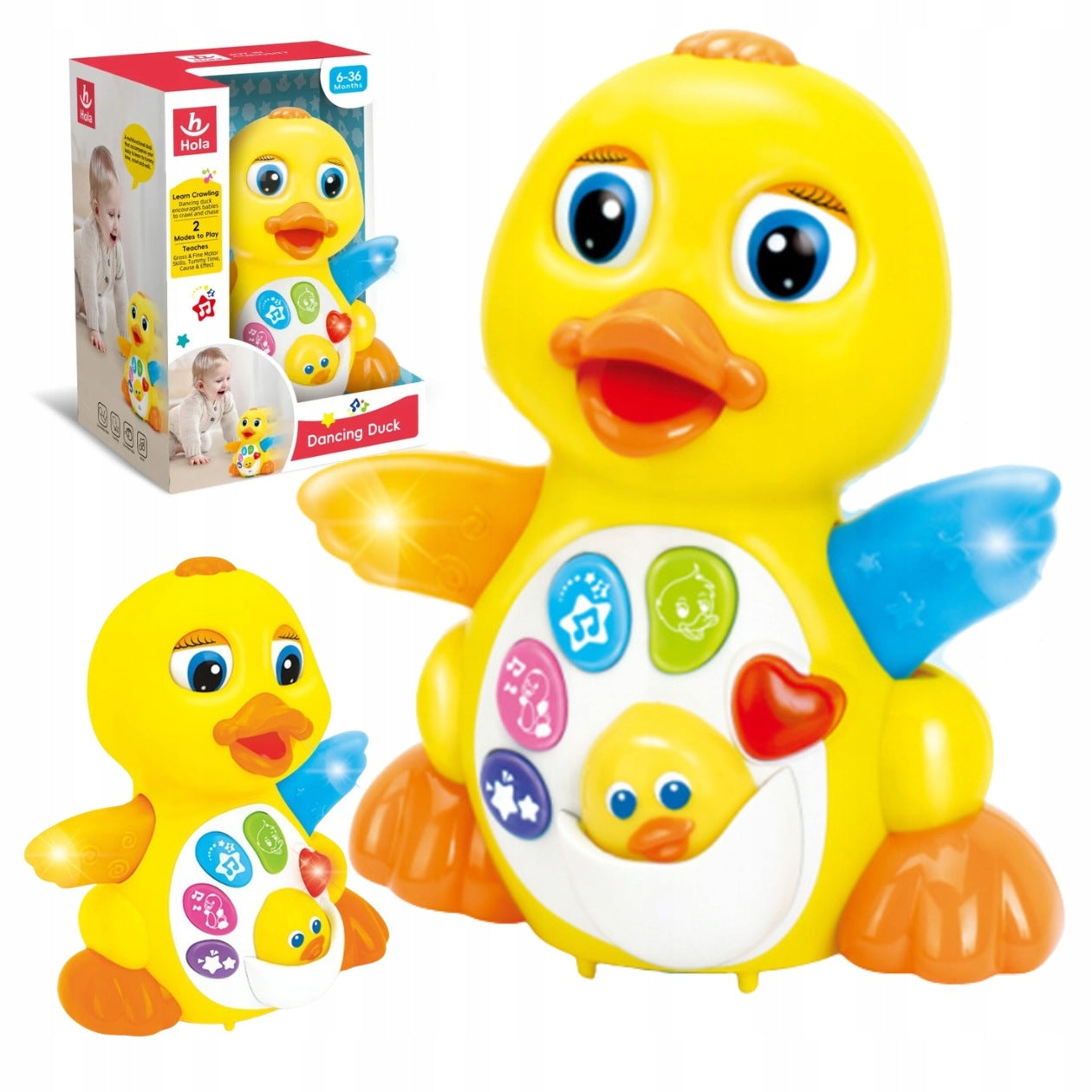 INTERACTIVE DUCK Hola Dancing Sings Sound Light Yellow for 18m+