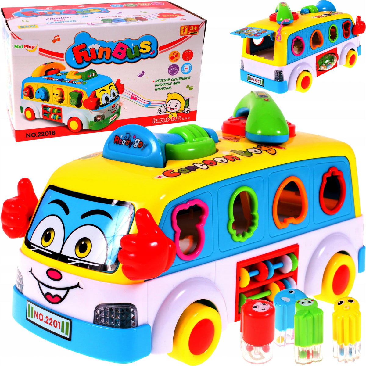 INTERACTIVE EDUCATIONAL BUS SORTER PHONE BLOCKS RIDE GAME FOR CHILDREN Packaging status original
