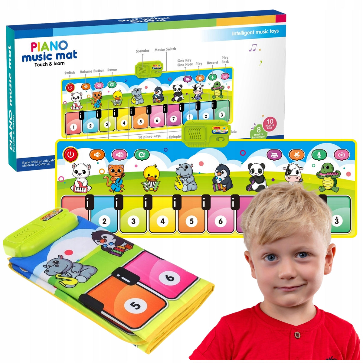 INTERACTIVE EDUCATIONAL MAT CARTOON ANIMAL SOUNDS SENSORY PIANO
