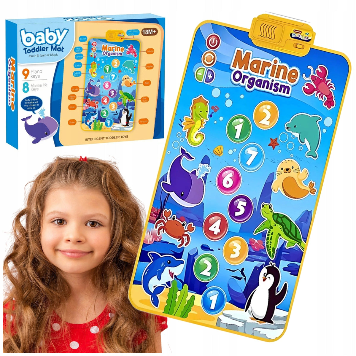INTERACTIVE MUSIC MAT FOR CHILDREN OCEAN 17 SOUNDS EDUCATIONAL TACTILE