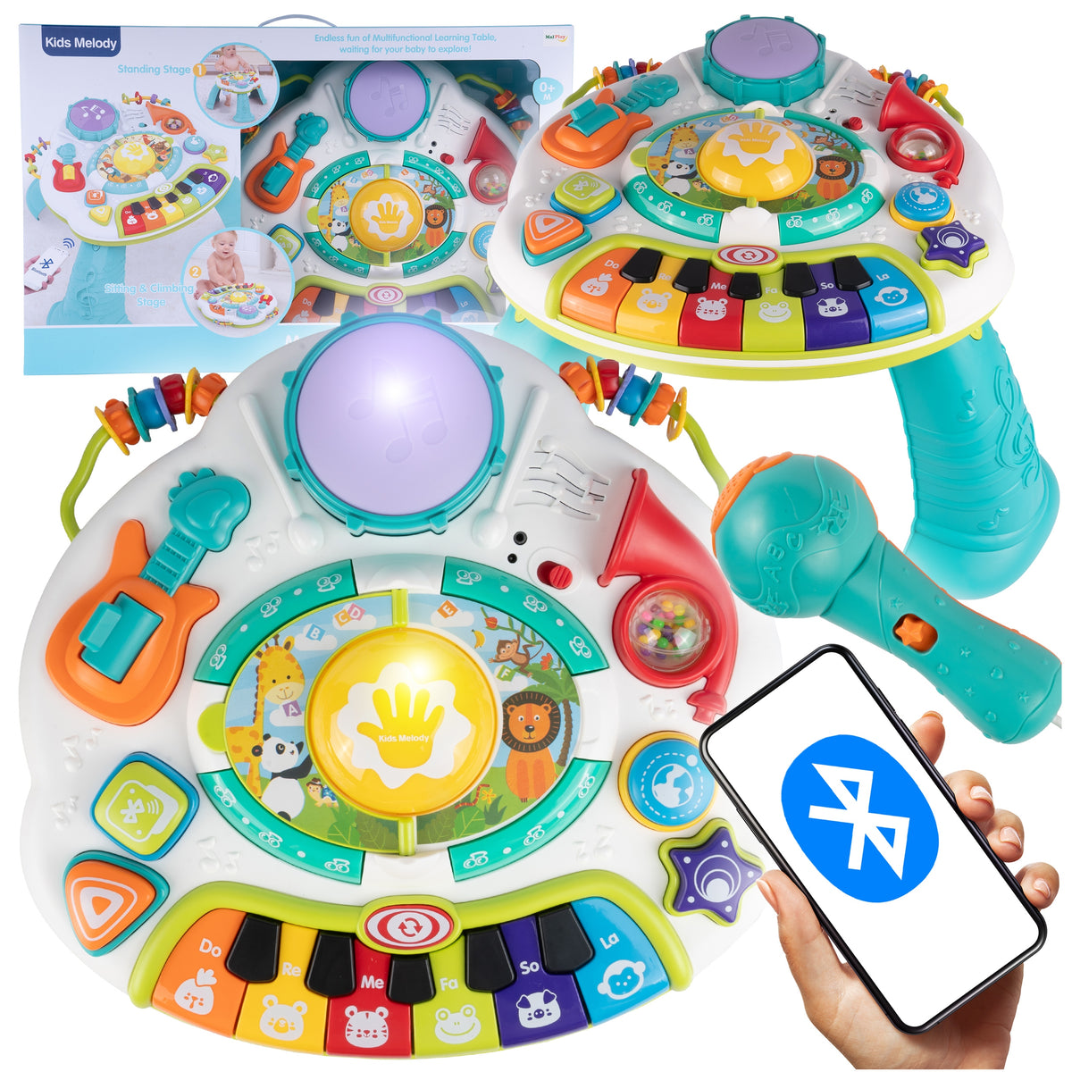 INTERACTIVE MUSIC TABLE BLUETOOTH ANIMALS PIANO MICROPHONE