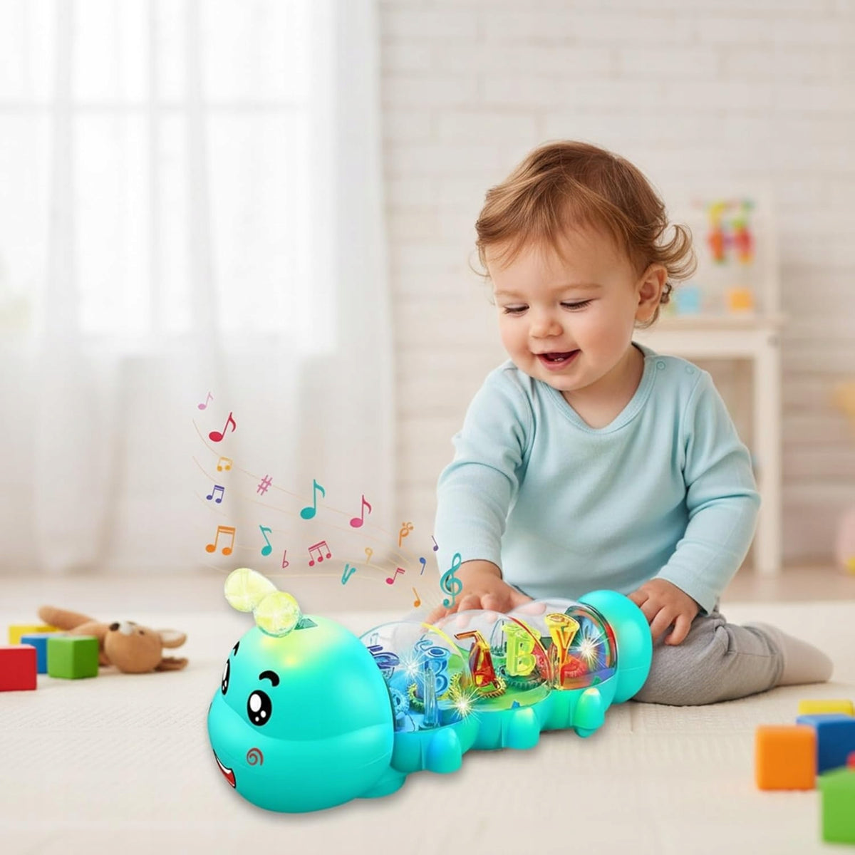 INTERACTIVE MUSICAL CRAWLER FOR LEARNING TO CRAWL FOR KIDS, Blue Brand Goaduoynt