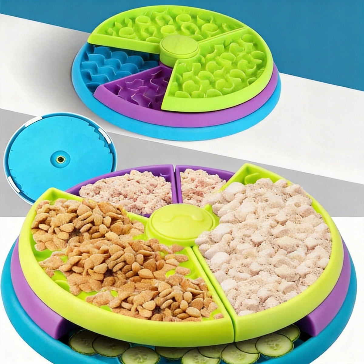 INTERACTIVE PET BOWL WITH 3 LAYERS TO SLOW DOWN FOOD Kind collapsible (travel)