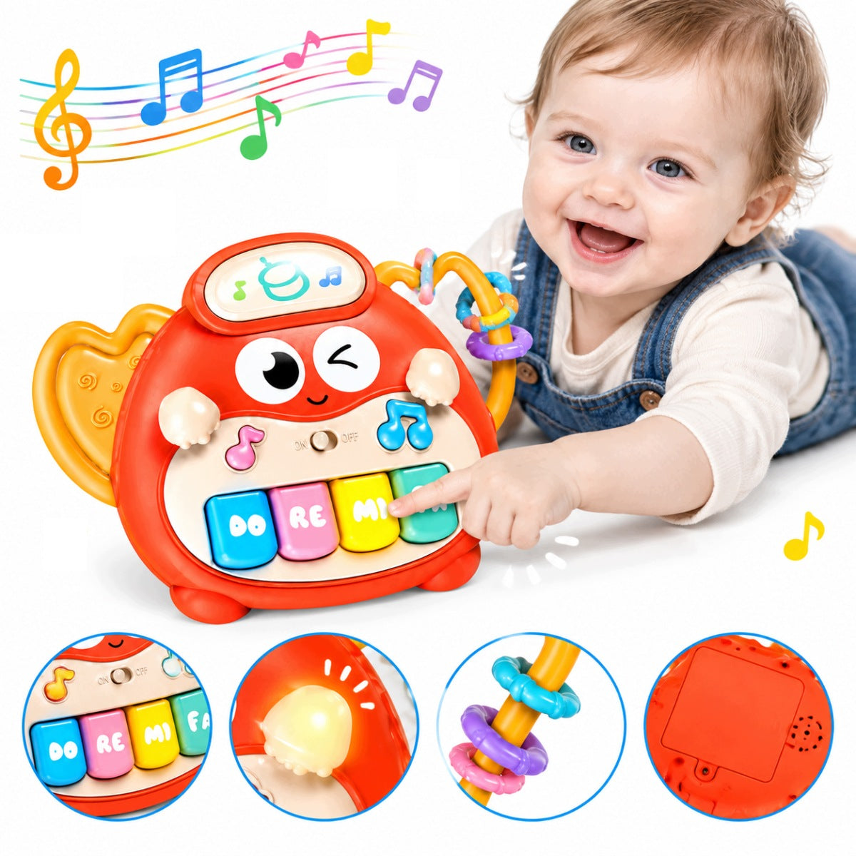 INTERACTIVE PIANO ORGAN CRAB LIGHT SOUND GLOWING KEYS