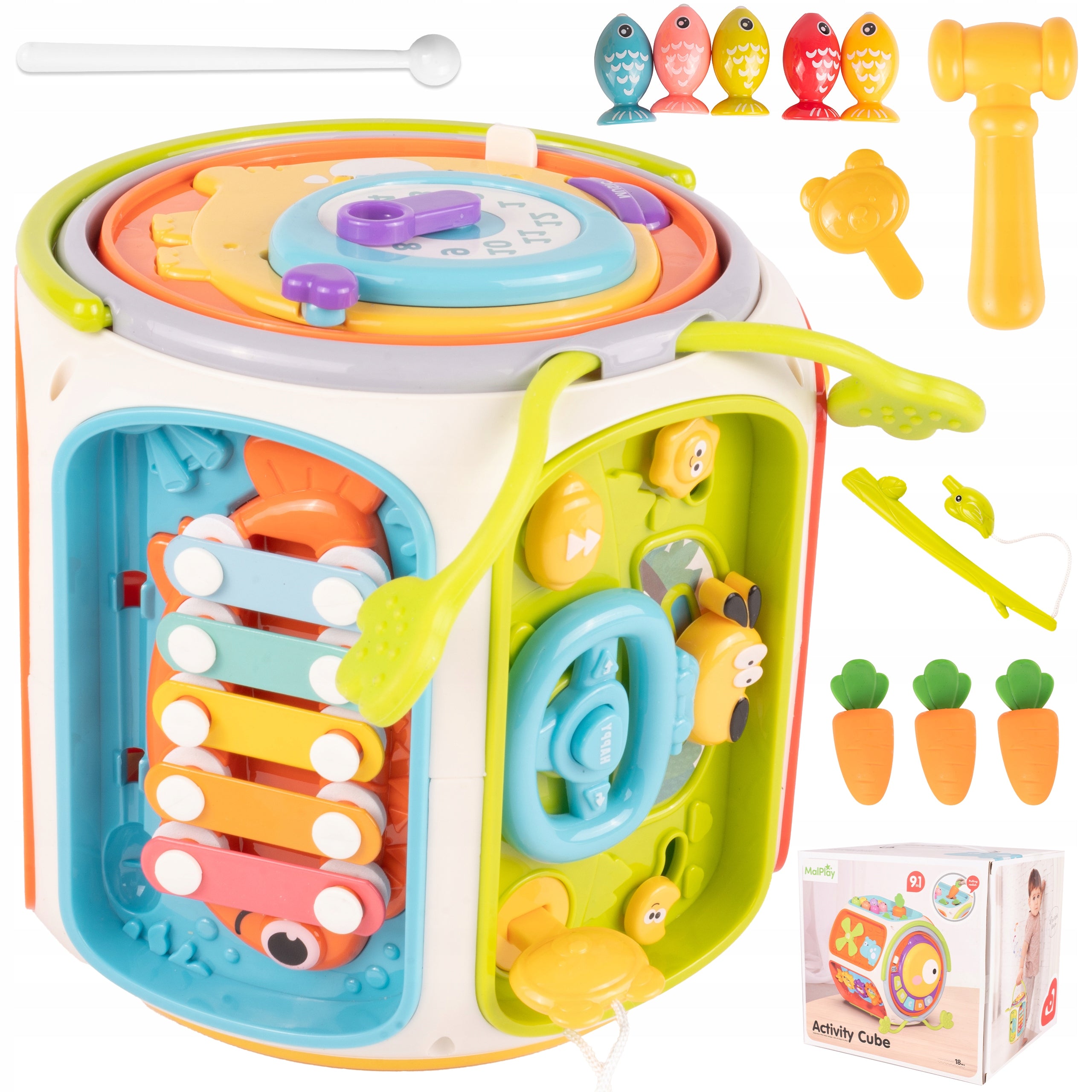 INTERACTIVE SENSORY CUBE FOR CHILDREN FISHING SOUND CLUMPING