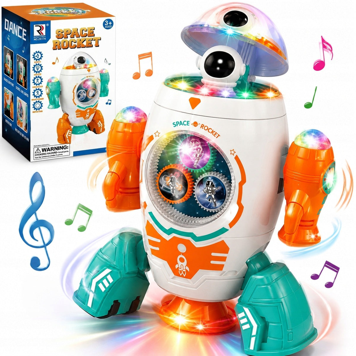 INTERACTIVE SPACE ROCKET ROBOT DANCING LIGHTS MELODIES FOR CHILDREN 3+ Information regarding product safety and compliance Not suitable for children under 36 months of age
