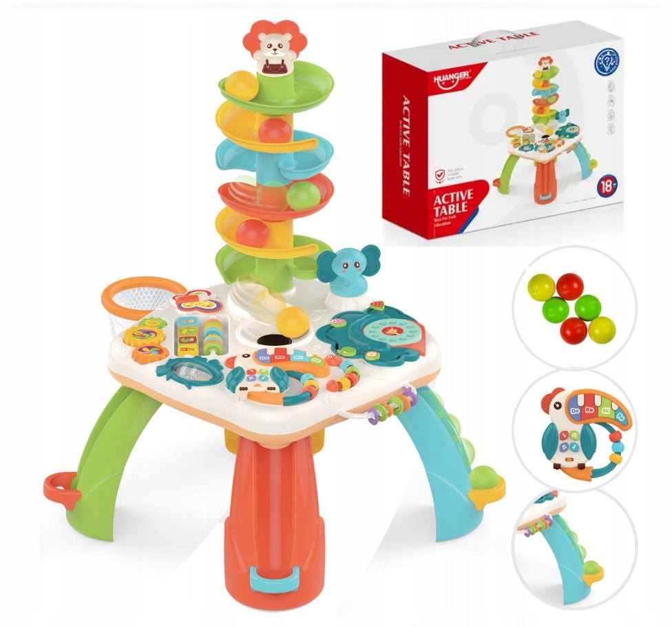 INTERACTIVE TABLE EDUCATIONAL MULTIFUNCTIONAL TRACK FOR BALLS 2IN1 PANEL MUSICIAN