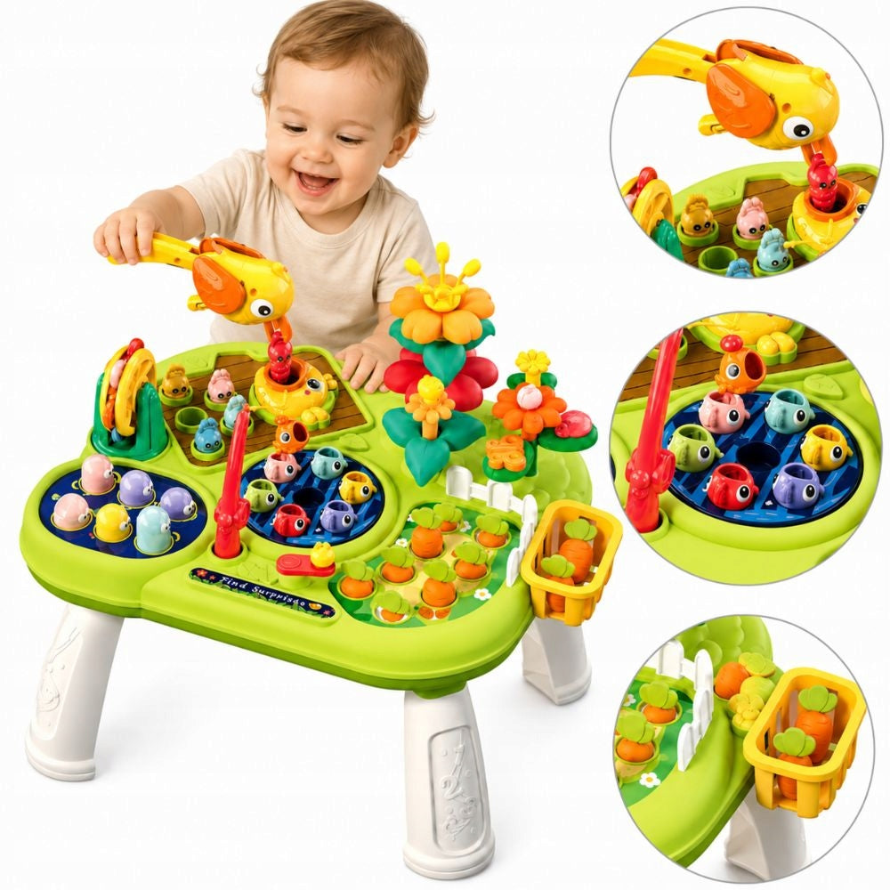 INTERACTIVE TABLE EDUCATIONAL MULTITABLE FISHING ROD HAMMER 8in1 WOOPIE BABY