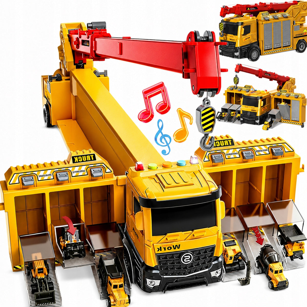 INTERACTIVE TRUCK TOW TRUCK 7IN1 SET OF 4 CARS CONSTRUCTION CRANE XXL Manufacturer code TOY-ENGINEERING-4CAR