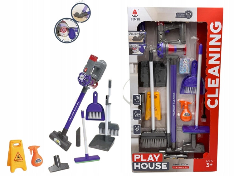 INTERACTIVE UPRIGHT VACUUM CLEANER AGD CHILDREN CLEANING SET SUCTION FUNCTION Brand Cabo-Toys
