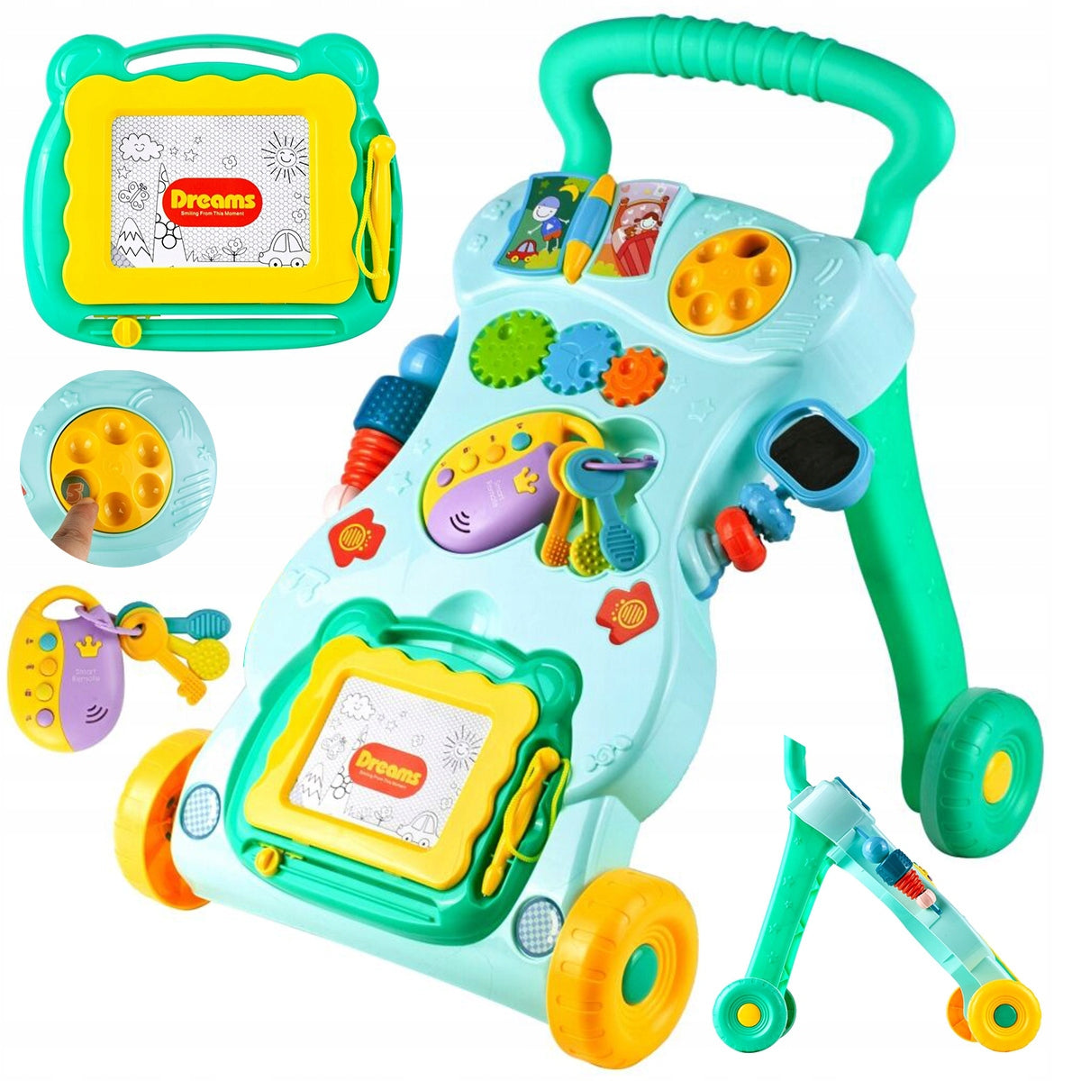 INTERACTIVE WALKER PUSHER RIDER 3in1 MAGIC DRAWING BOARD MONTESSORI SOUND BOARD Packaging status original
