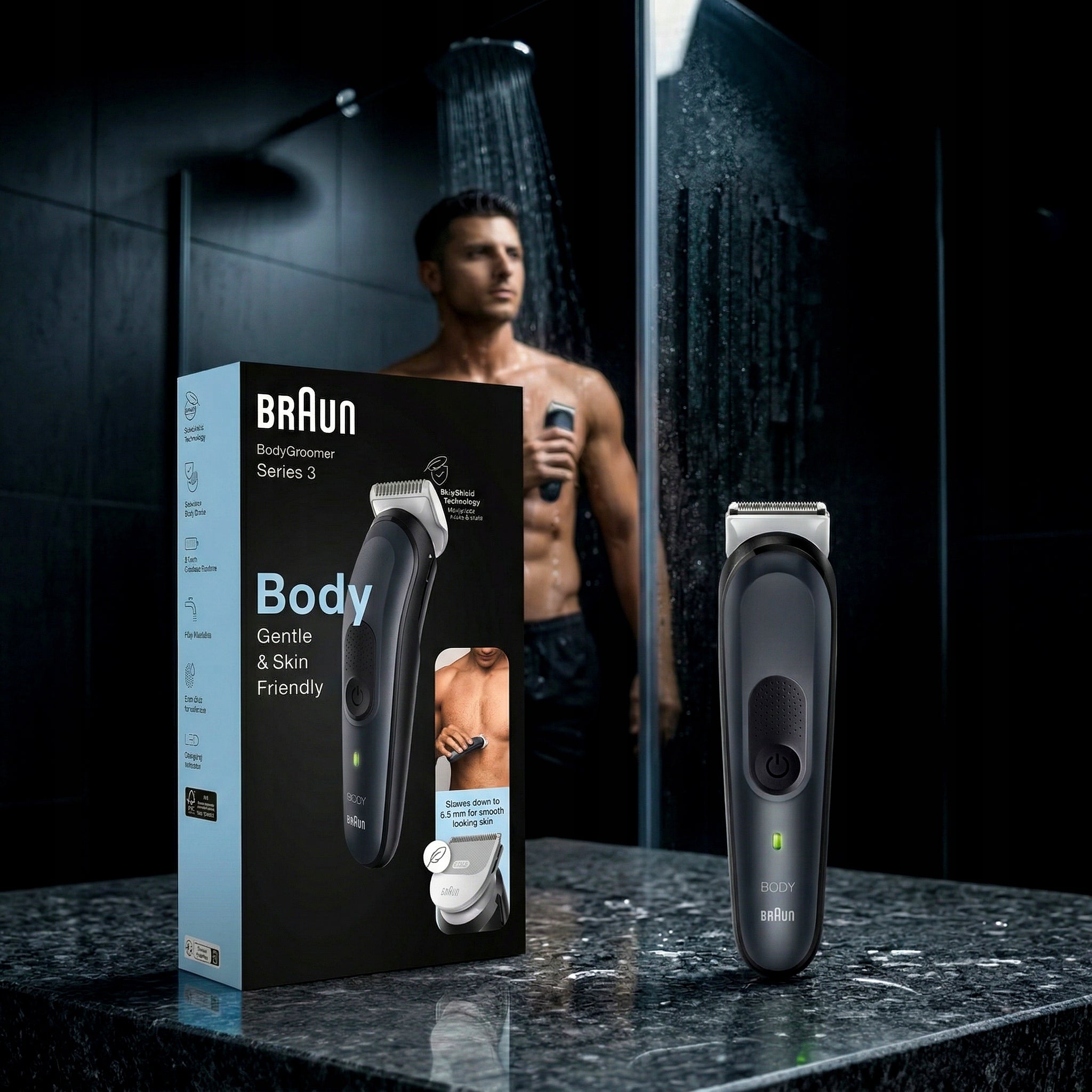 INTIMATE AREA BODY TRIMMER BRAUN BODY BG3 LED HAIR BEARD SHAVER Manufacturer code BG3 męski
