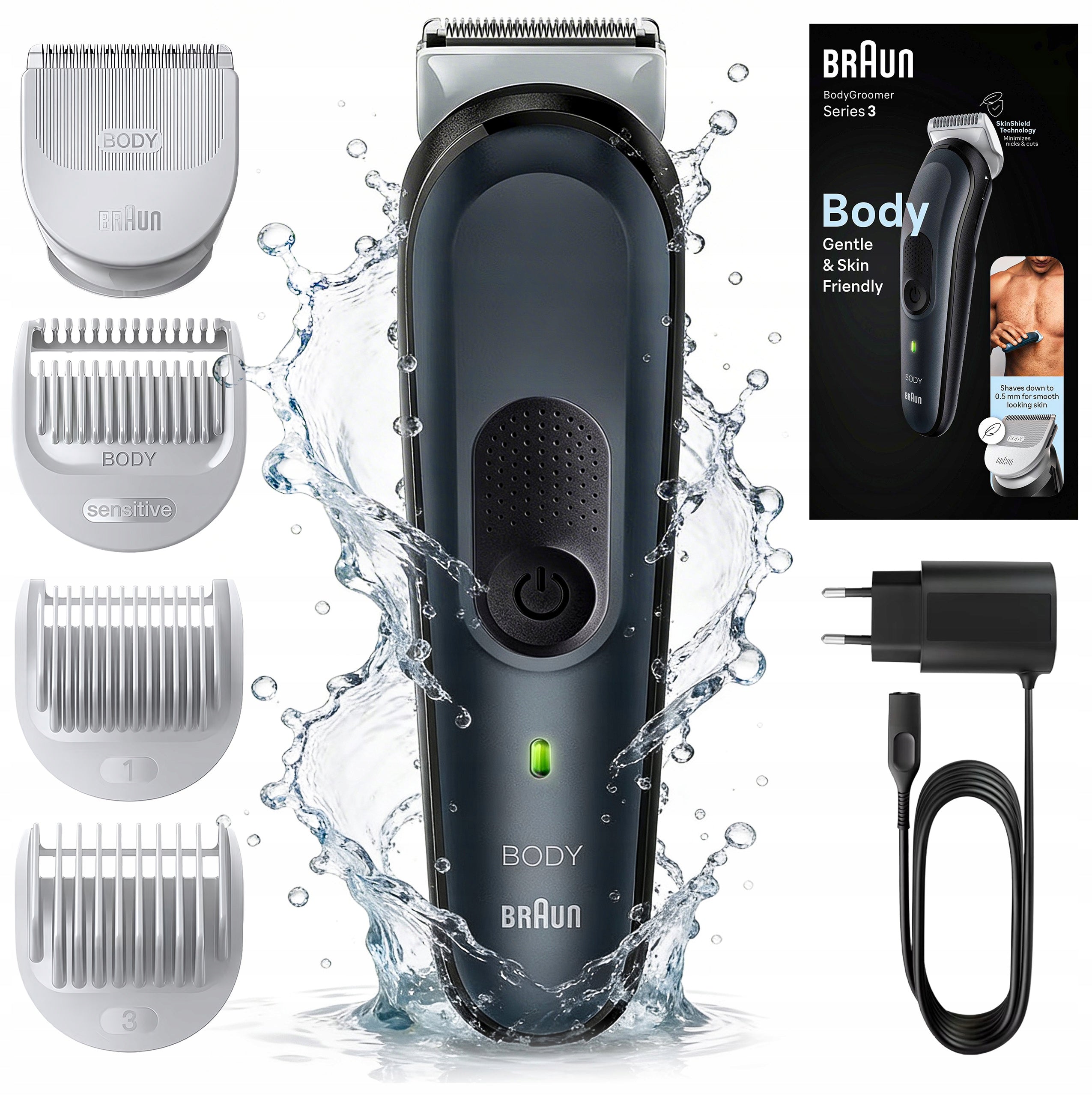 INTIMATE AREA BODY TRIMMER BRAUN BODY BG3 LED HAIR BEARD SHAVER
