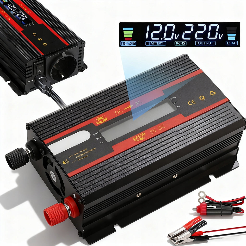 INVERTER 2000W INVERTER DC 12V 24V TO AC 220V SMART LCD SCREEN