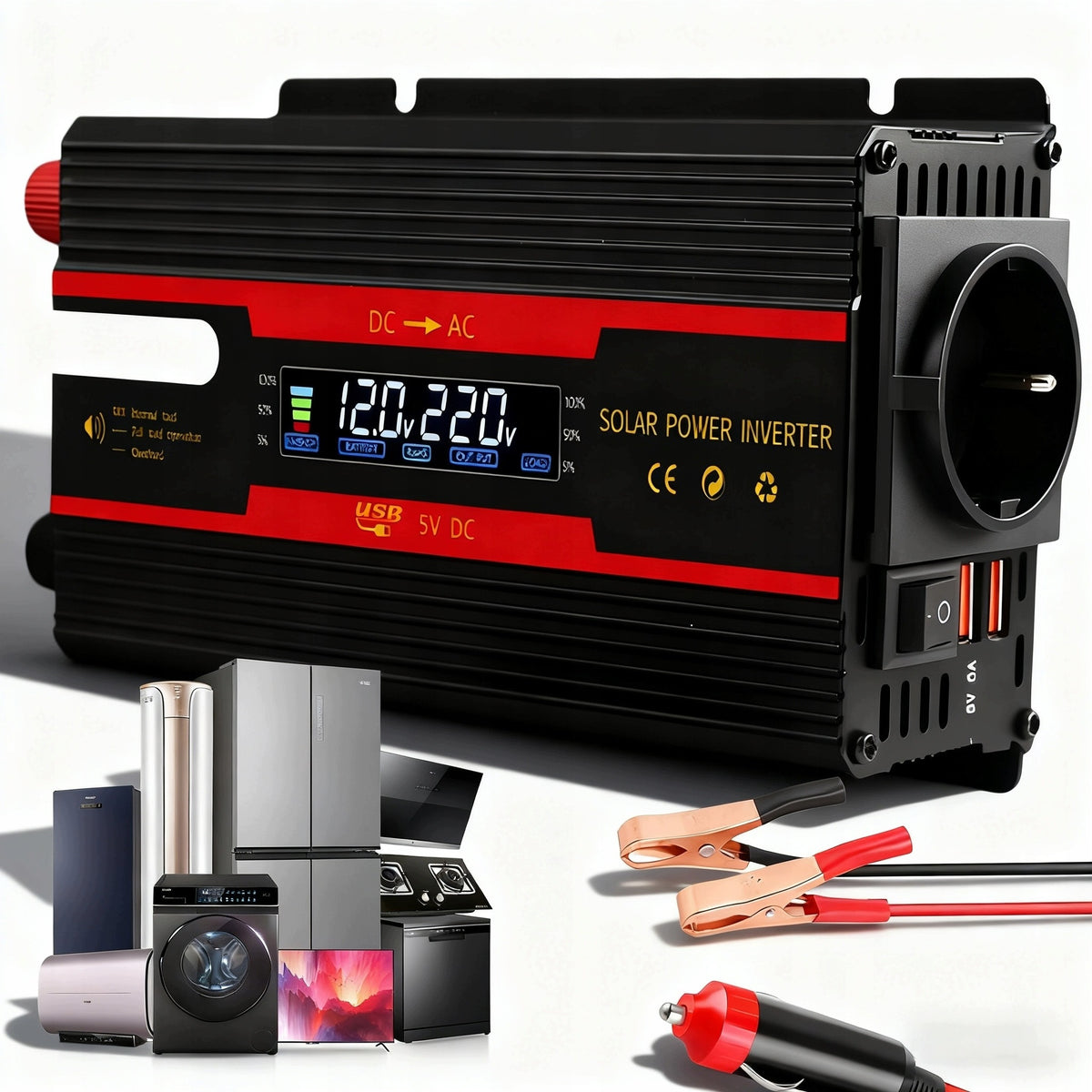 INVERTER 2000W INVERTER DC 12V 24V TO AC 220V SMART LCD SCREEN