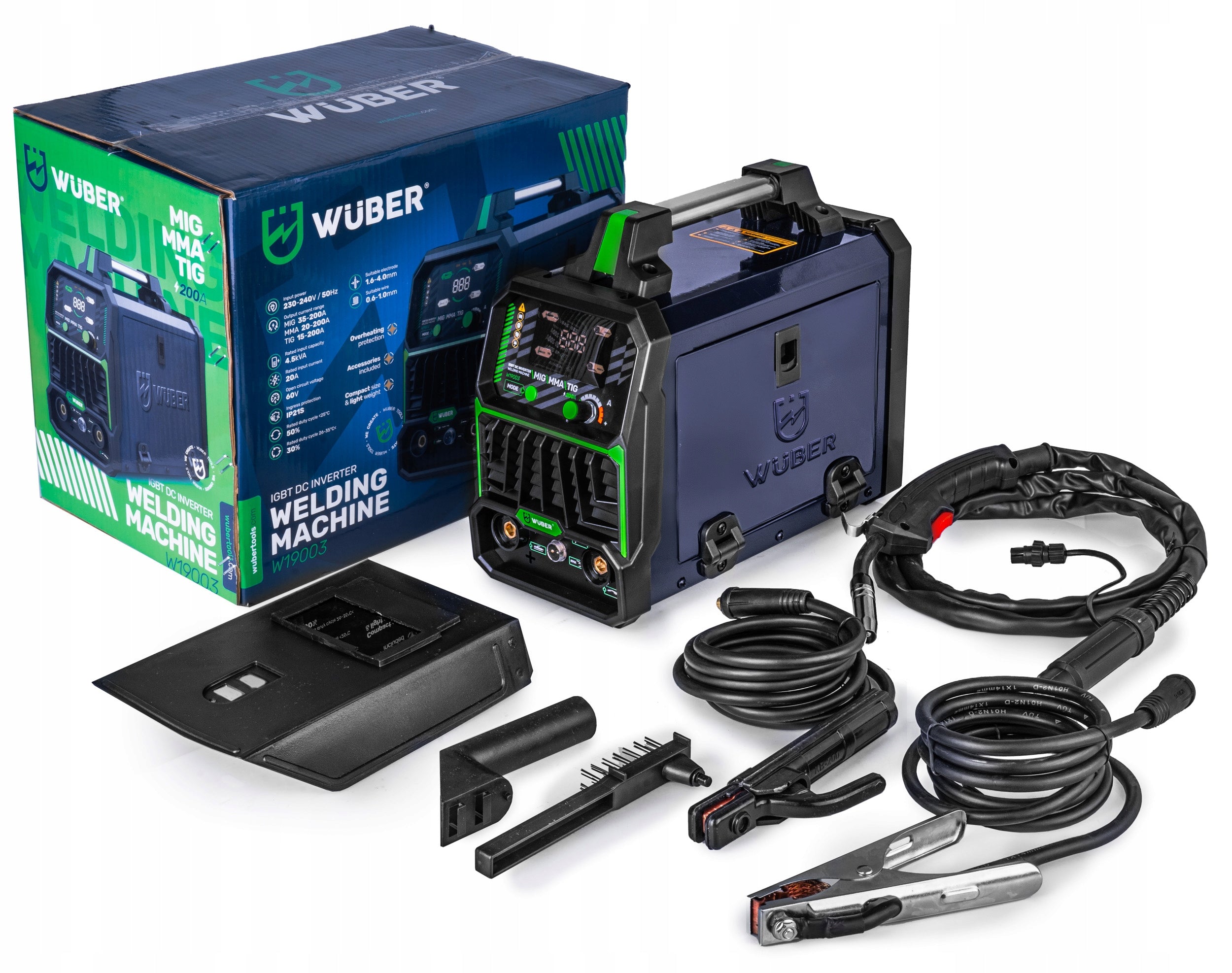 INVERTER WELDER 200A 4,5 kVa MIG FLUX MMA TIG IGBT WUBER Brand Wuber
